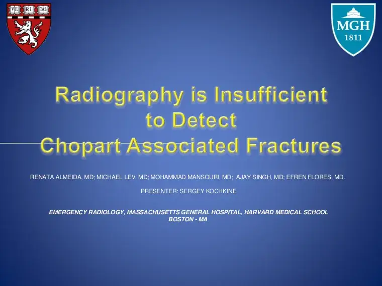 Cover of Radiography Is Insufficient to Detect Chopart-Associated Fractures