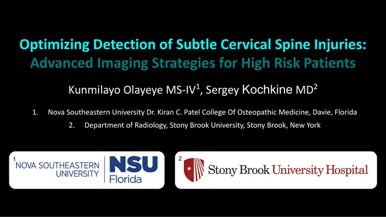 Cover of Optimizing Detection of Subtle Cervical Spine Injuries: Advanced Imaging Strategies for High-Risk Patients