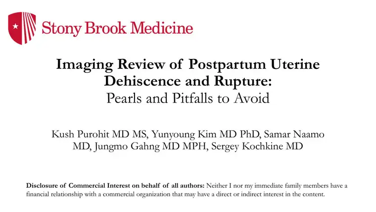 Cover of Imaging Review of Postpartum Uterine Dehiscence and Rupture: Pearls and Pitfalls to Avoid