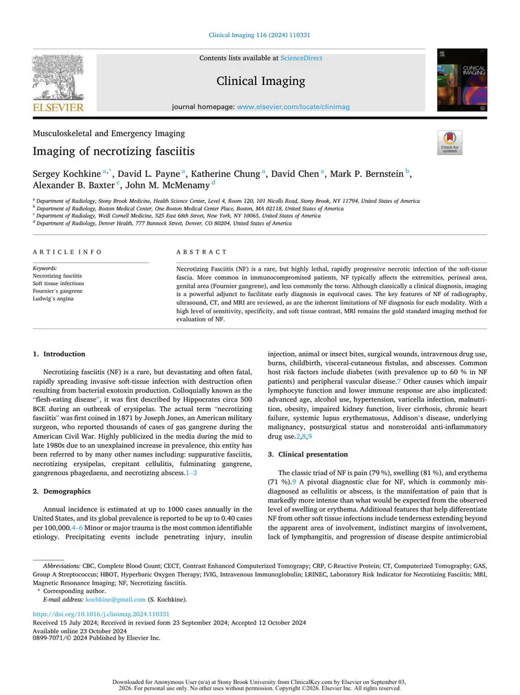 Cover of Imaging of necrotizing fasciitis